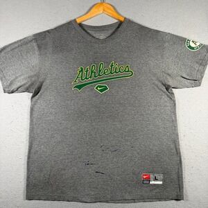 Vintage Nike Oakland Athletics MLB Baseball T Shirt Men's Large‎ Gray Nike Team